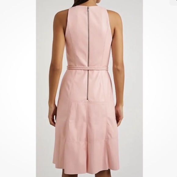 BRAND NEW with tags** Alice & Olivia Pink Leandra Vegan Leather Minidress - Picture 2 of 6